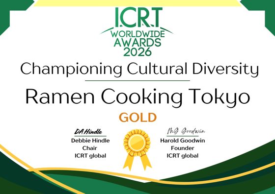ICRT Worldwide Awards 2026 の賞状（Championing Cultural Diversity・GOLD）